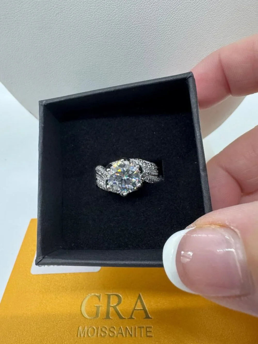 GRA Certified 3 Ct Size 7 Moissanite Ring 925 Sterling Silver Solitare